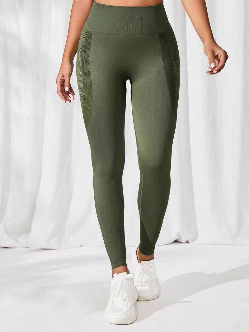 Trendy Tron Sport Studio Seamless Wide Waistband Sports Leggings – High-Performance, Comfortable Leggings for Yoga, Gym, and Workouts