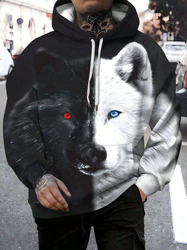 Trendy Tron LEGND Men'S Wolf Print Hoodie Sweatshirt