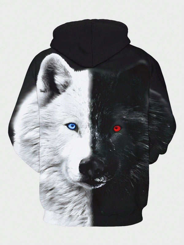 Trendy Tron LEGND Men'S Wolf Print Hoodie Sweatshirt