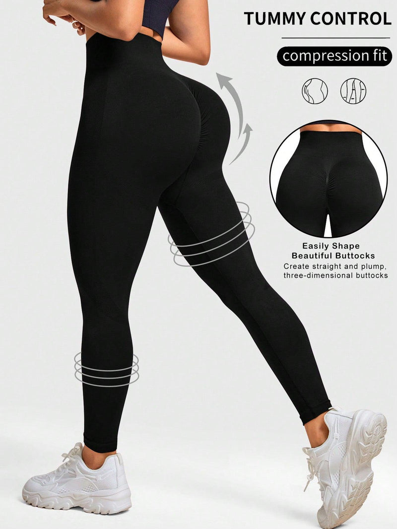 Trendy Tron Sport Seamluxe Seamless Sports Leggings – High-Waisted Wide Waistband for Maximum Comfort and Support