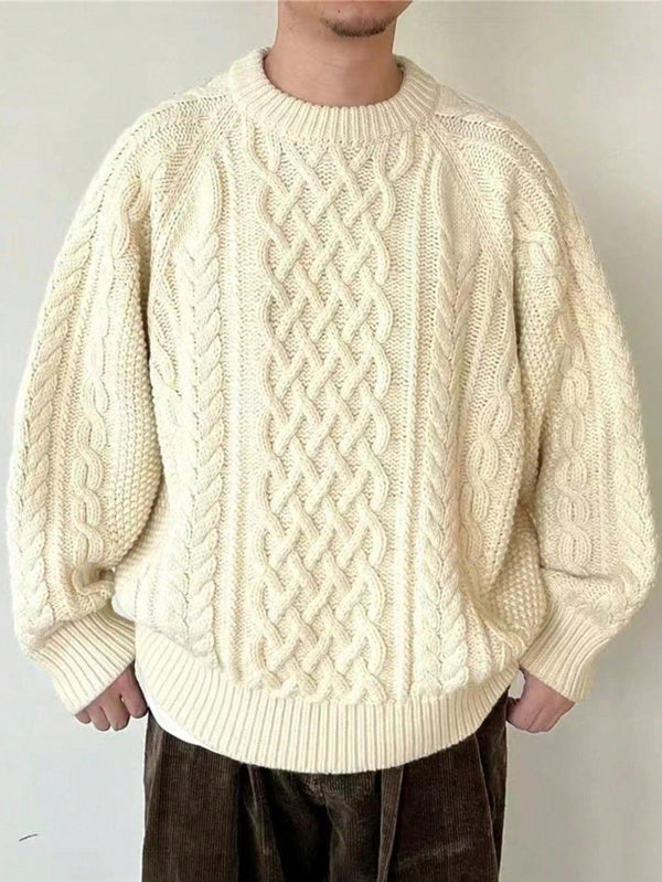 Trendy Tron Men's Vintage Loose Knit Pullover Sweater With Twist Pattern, Autumn/Winter New Arrival