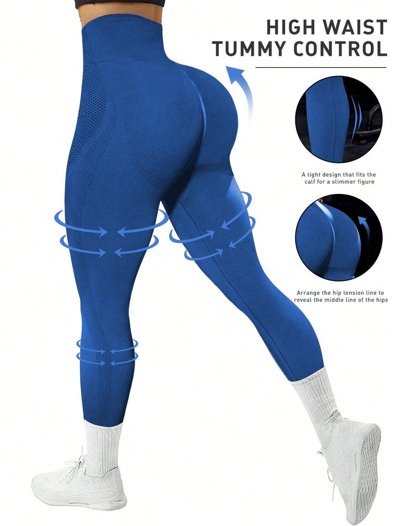 Trendy Tron Seamless Ombre Sports Leggings – Wide Waistband Workout Leggings for Maximum Comfort and Flexibility